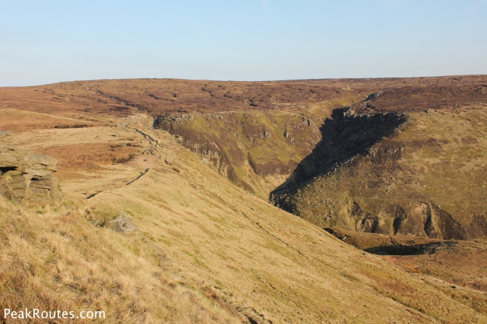 Looking down towards Grindsbrook Clough from Grindslow Knoll